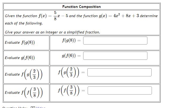 Function Composition Given the function f(@) = 5