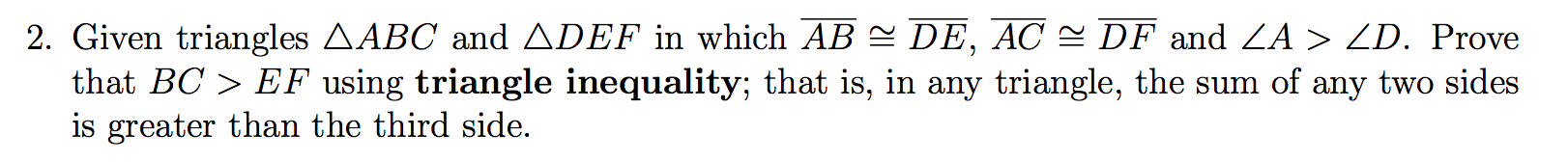2. Given triangles AABC and ADEF in which AB ~