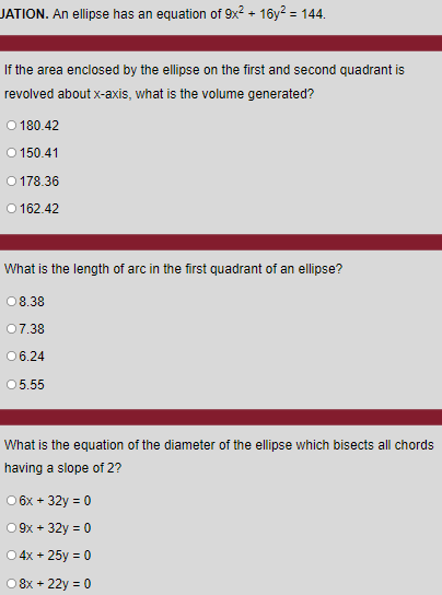 JATION. An ellipse has an equation of 9x~ + 16y=