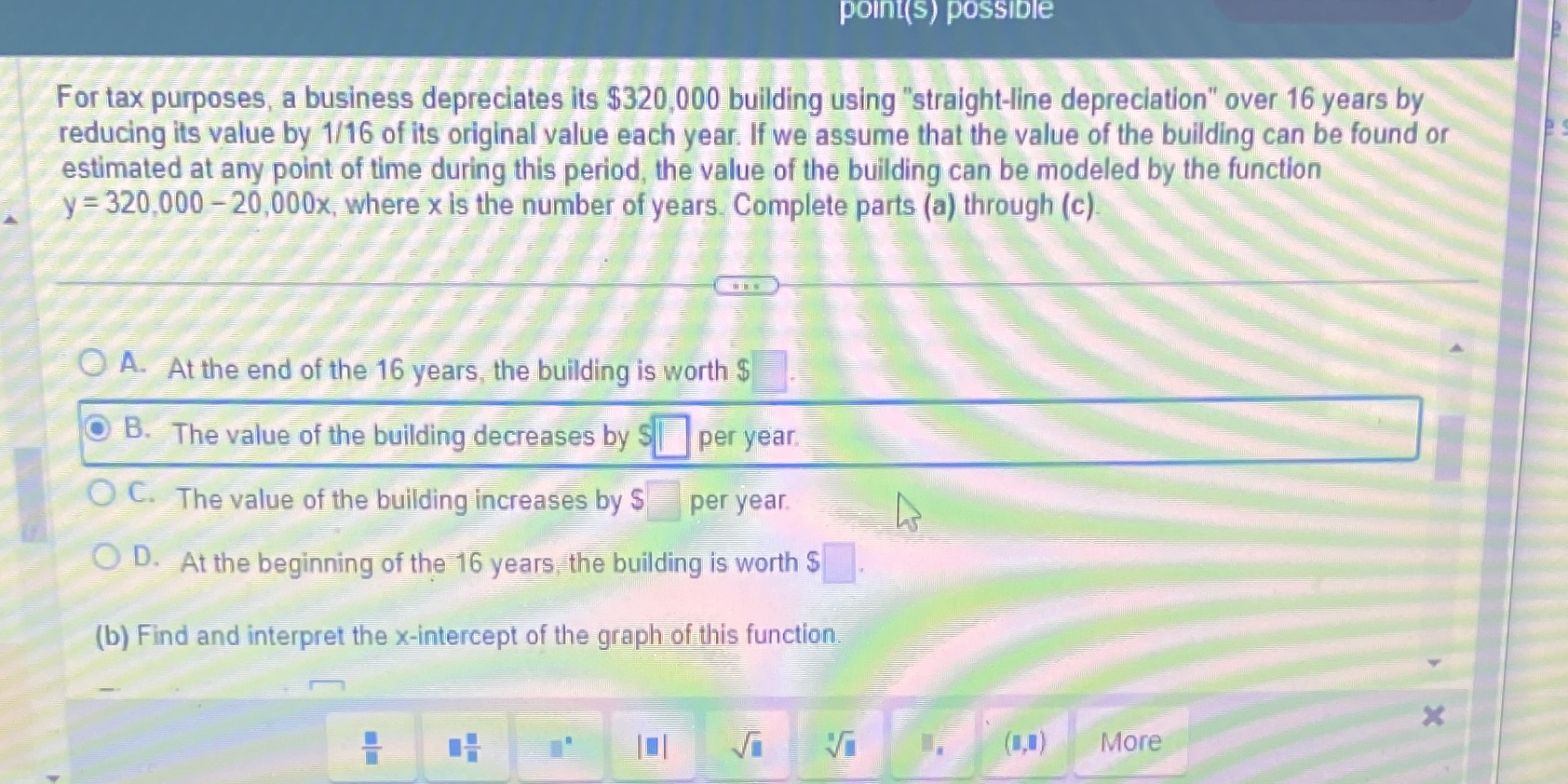 point(s) possible For tax purposes, a business