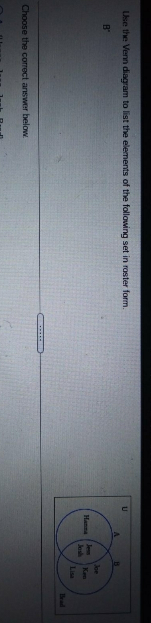 Help me please Use the Venn diagram to list the