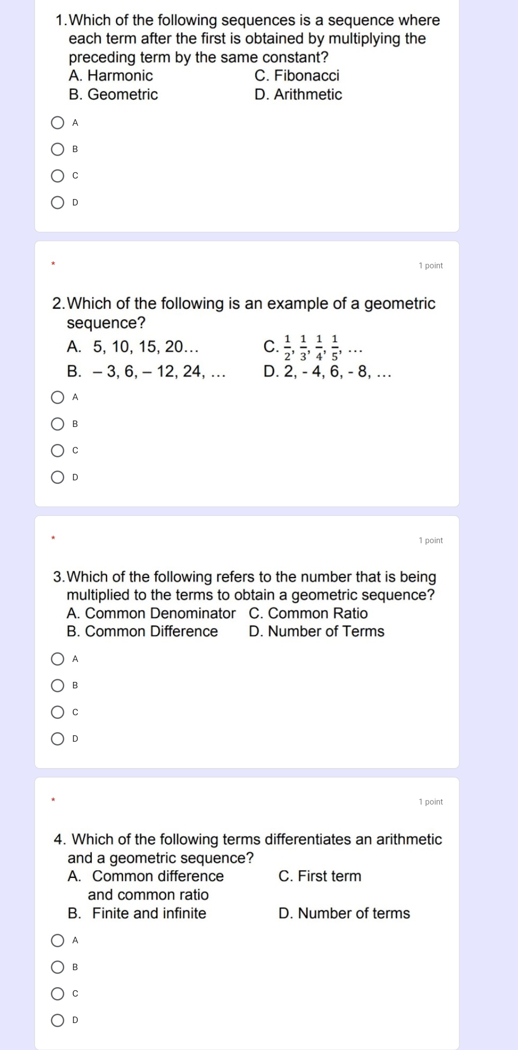 1.Which of the following sequences is a sequence