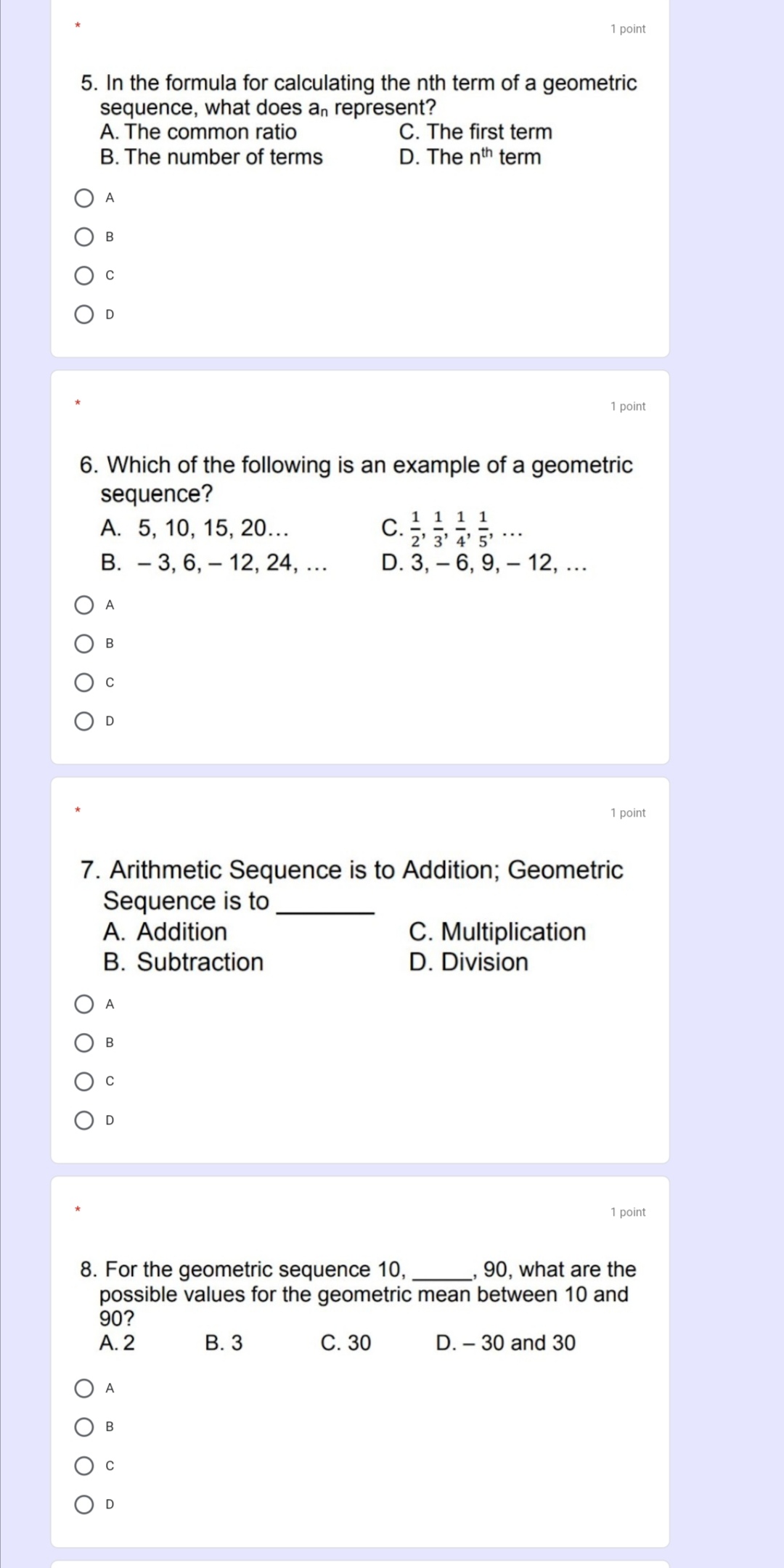1.Which of the following sequences is a sequence