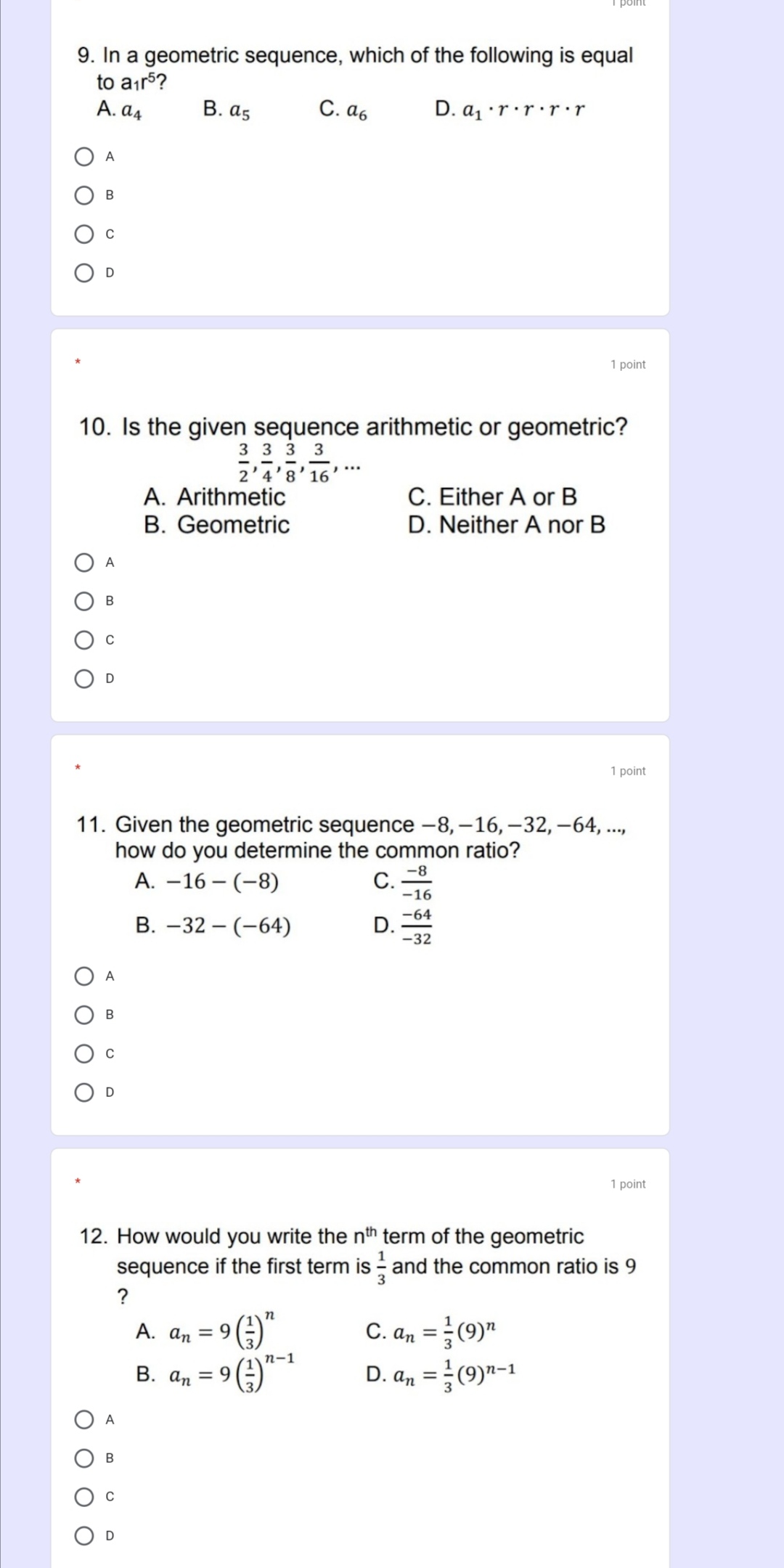 1.Which of the following sequences is a sequence