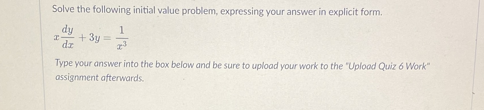 Solve the following initial value problem,