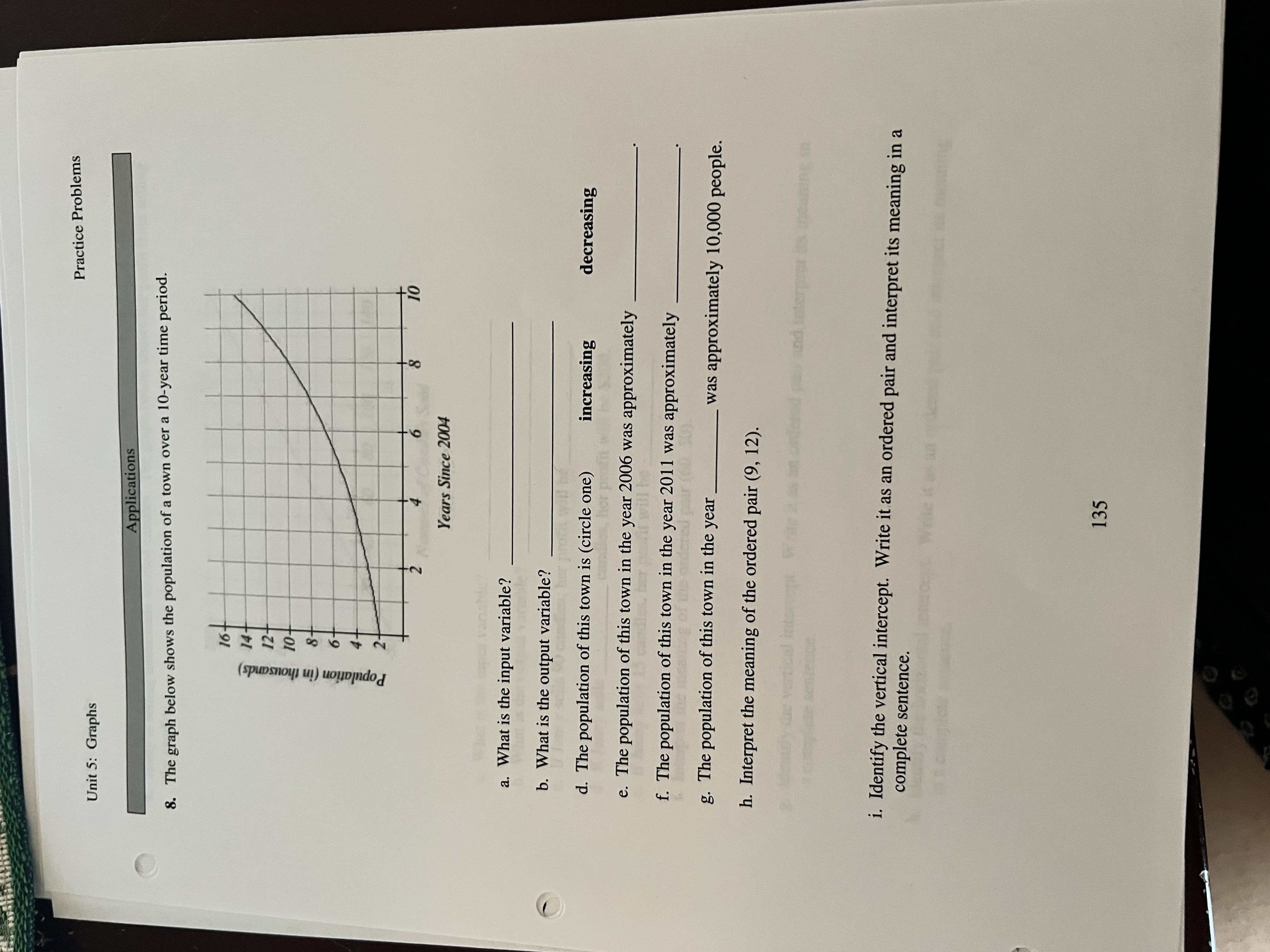 Practice Problems Unit 5: Graphs Applications 8.