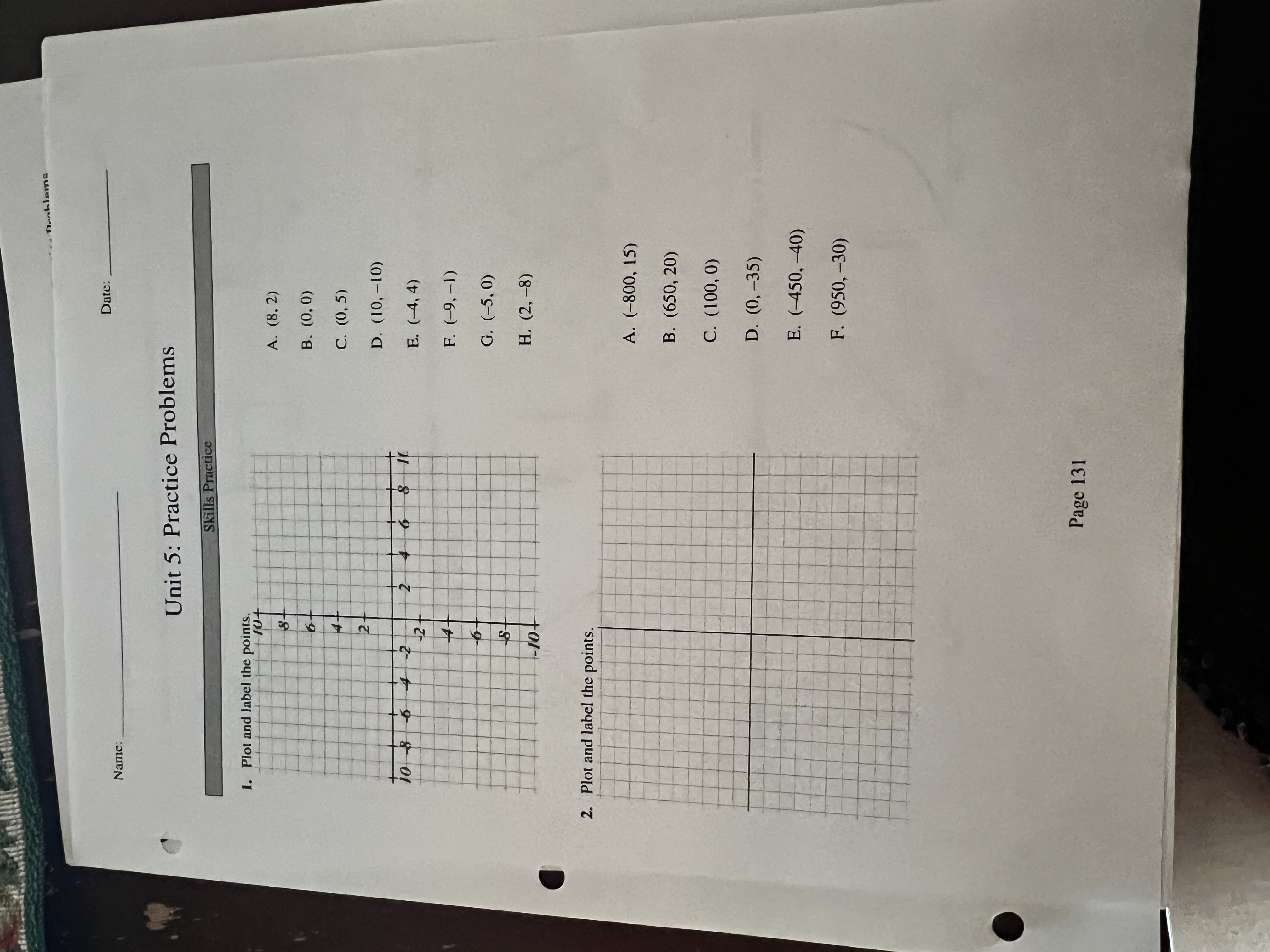 Practice Problems Unit 5: Graphs Applications 8.