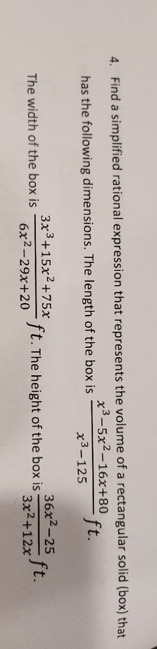 4. Find a simplified rational expression that