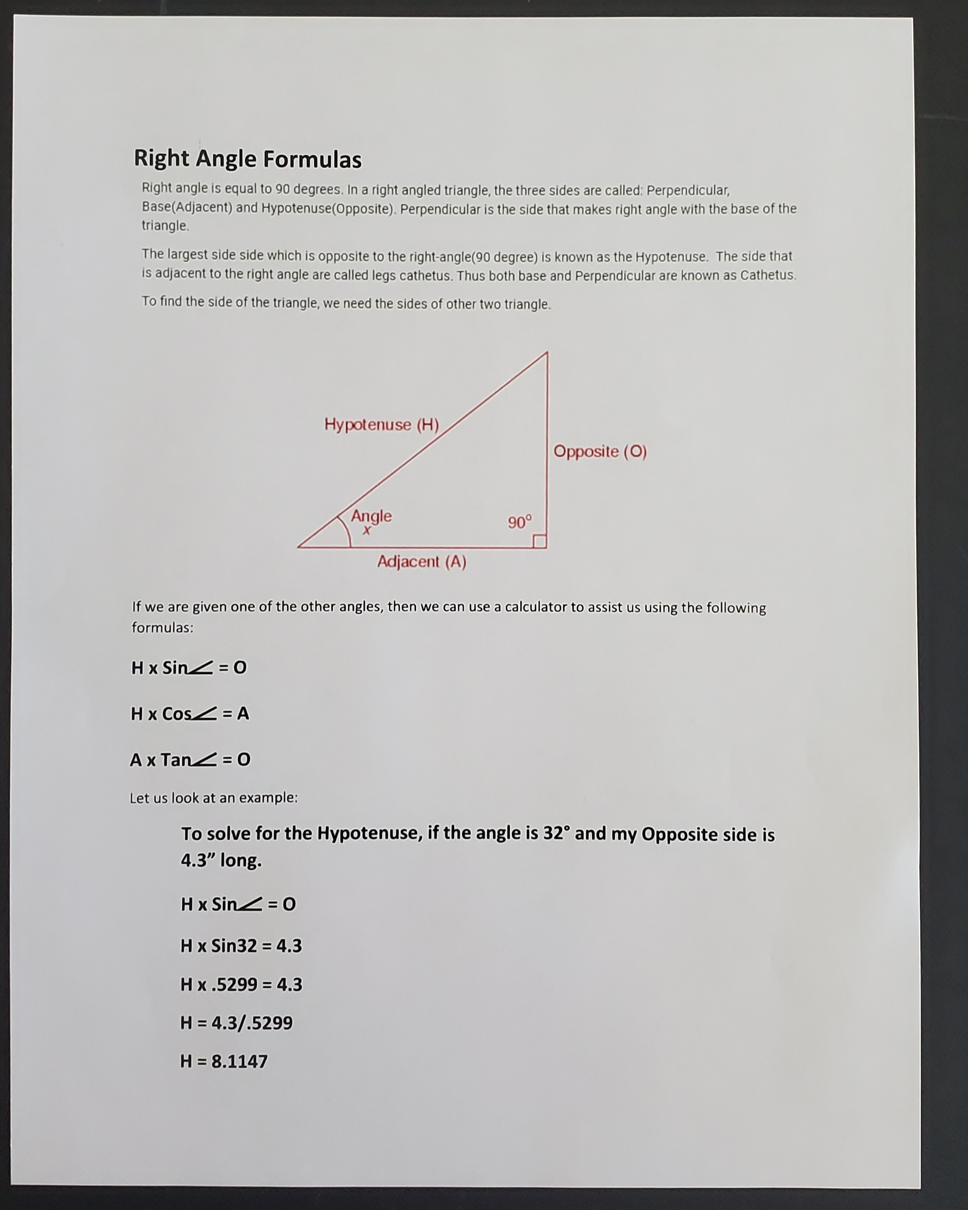 Right Angle Formulas Right angle is equal to 90