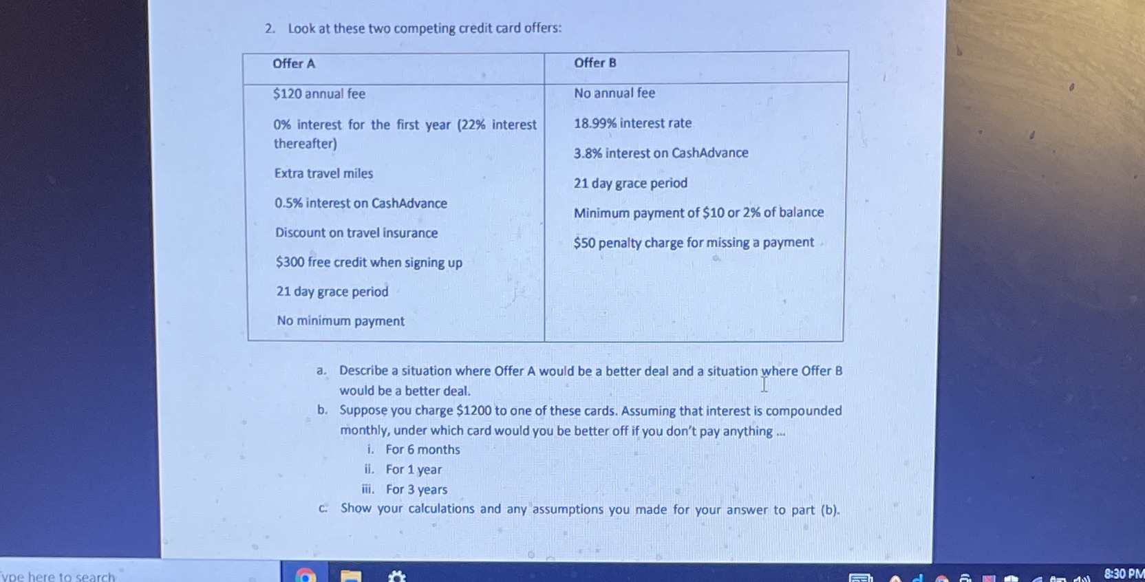2. Look at these two competing credit card