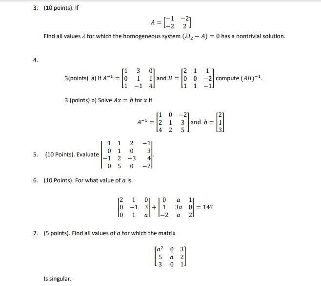 1. (2points each). Answer each of the following
