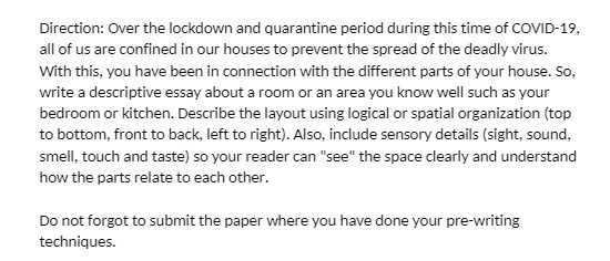 Direction: Over the lockdown and quarantine