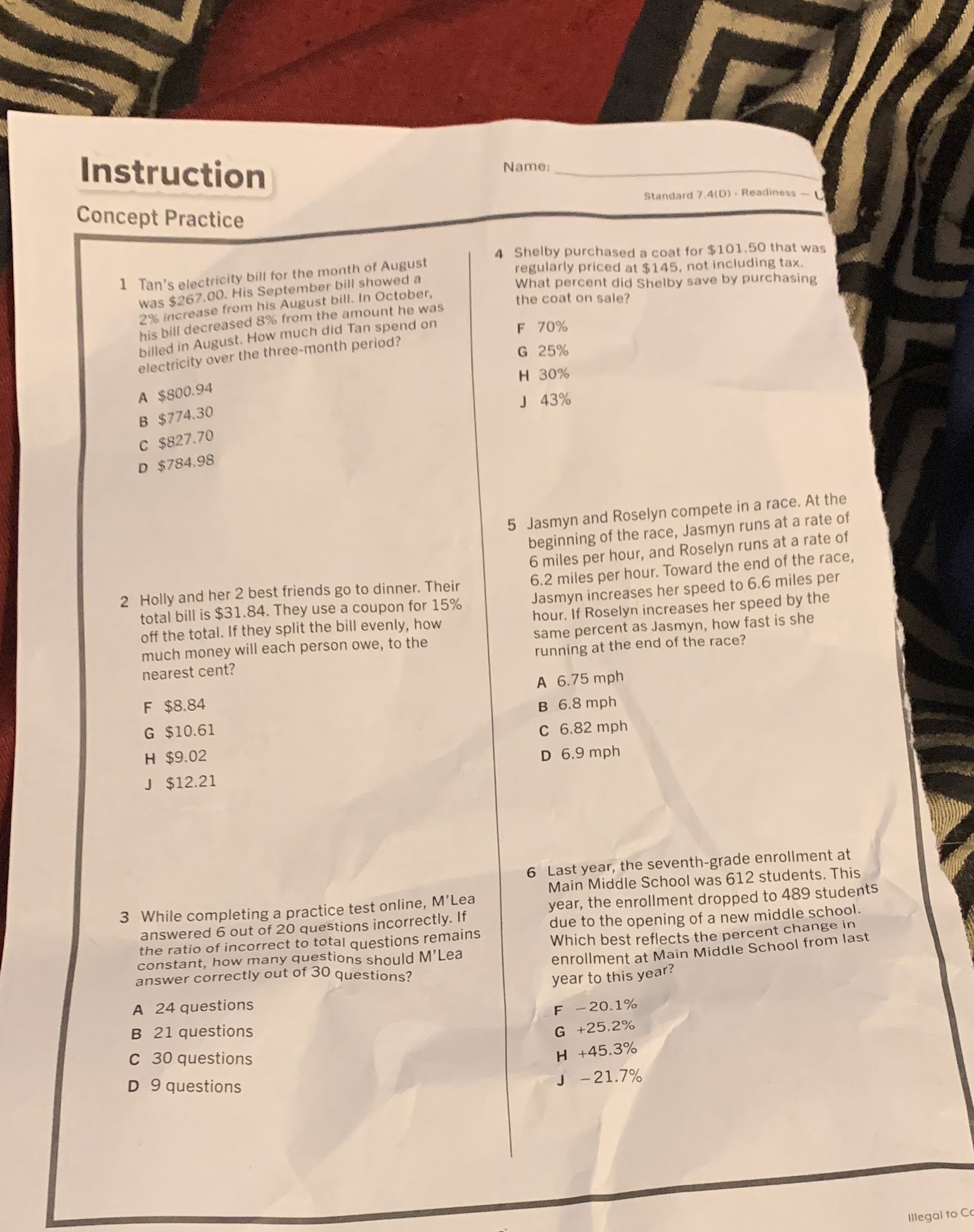 Instruction Name: Concept Practice Standard