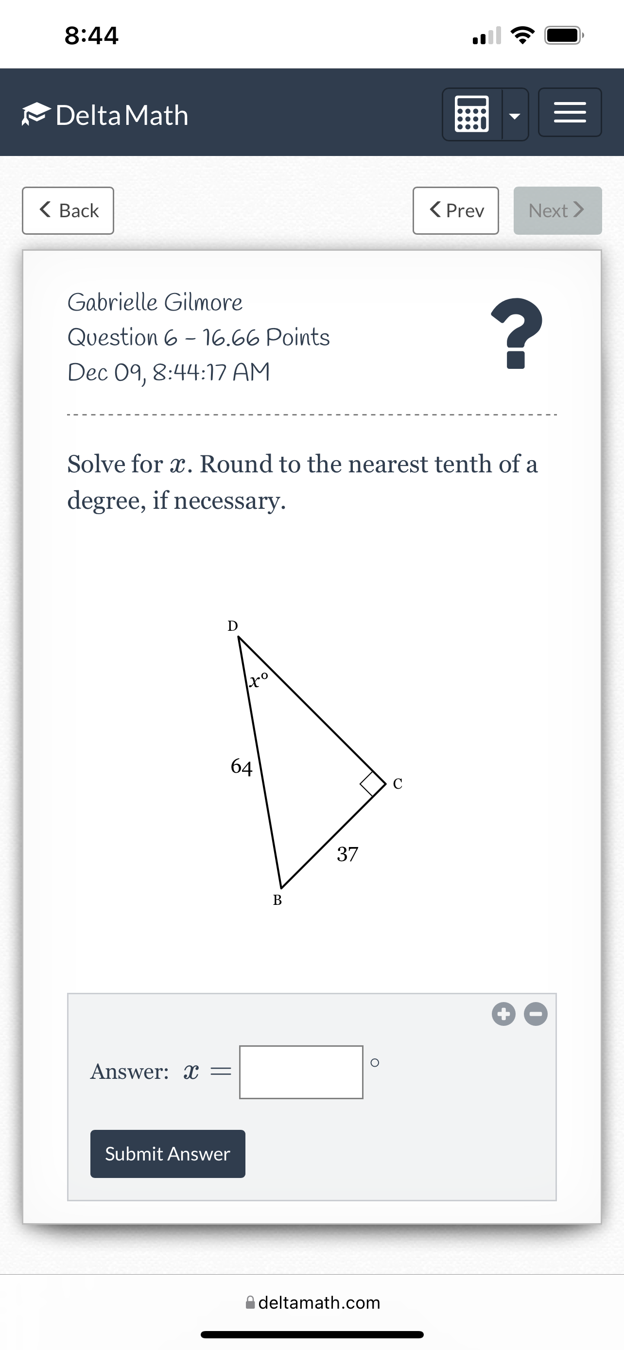 8:44 Delta Math . ... ::80 = < Back < Prev Next  style=