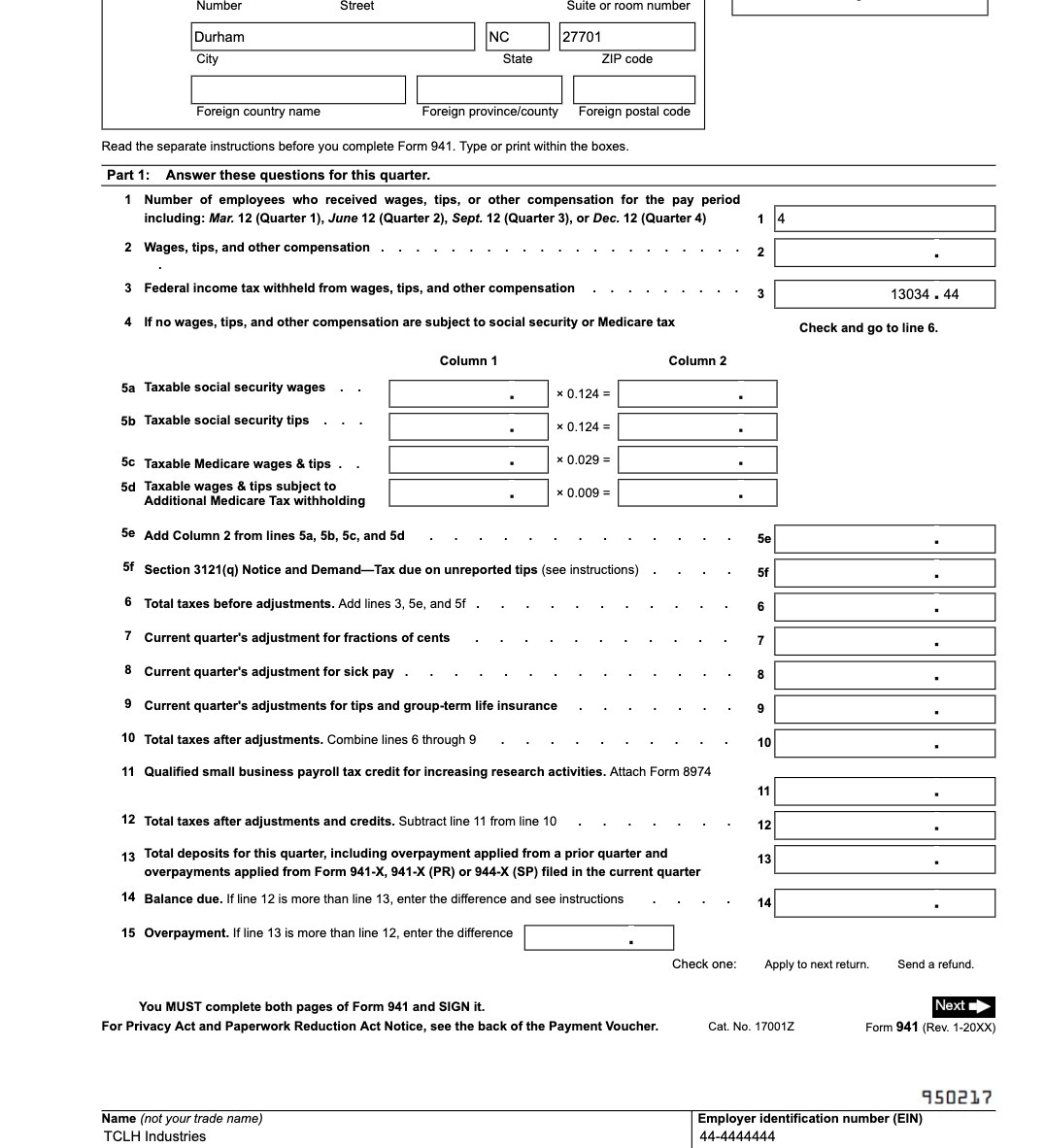 Number Street Suite or room number Durham NC