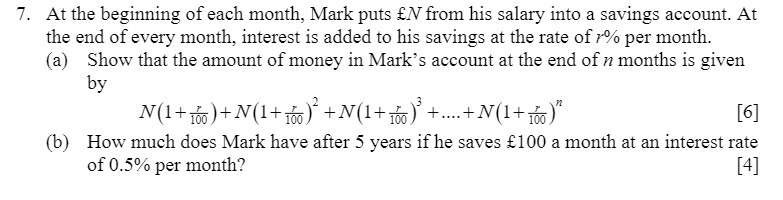 7. At the beginning of each month, Mark puts Hi