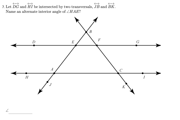 7. Let DG and HI be intersected by two