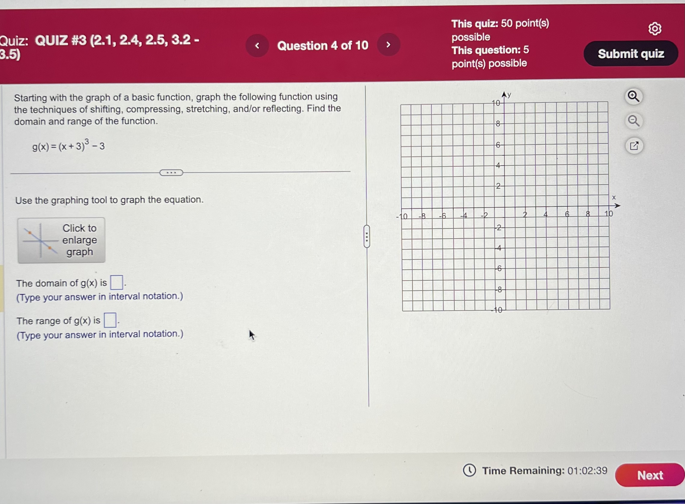 This quiz: 50 point(s) Quiz: QUIZ #3 (2.1, 2.4,