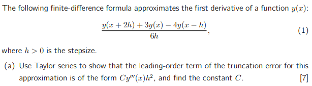 The following finitedifference formula