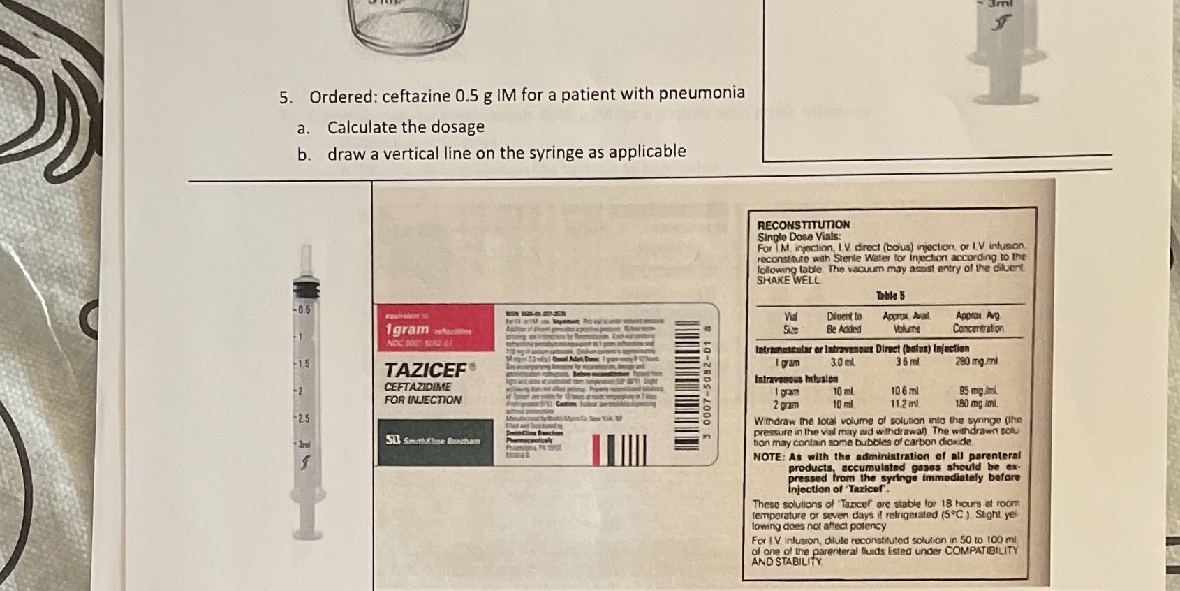 Dimensional Analysis Imi 5. Ordered: ceftazine