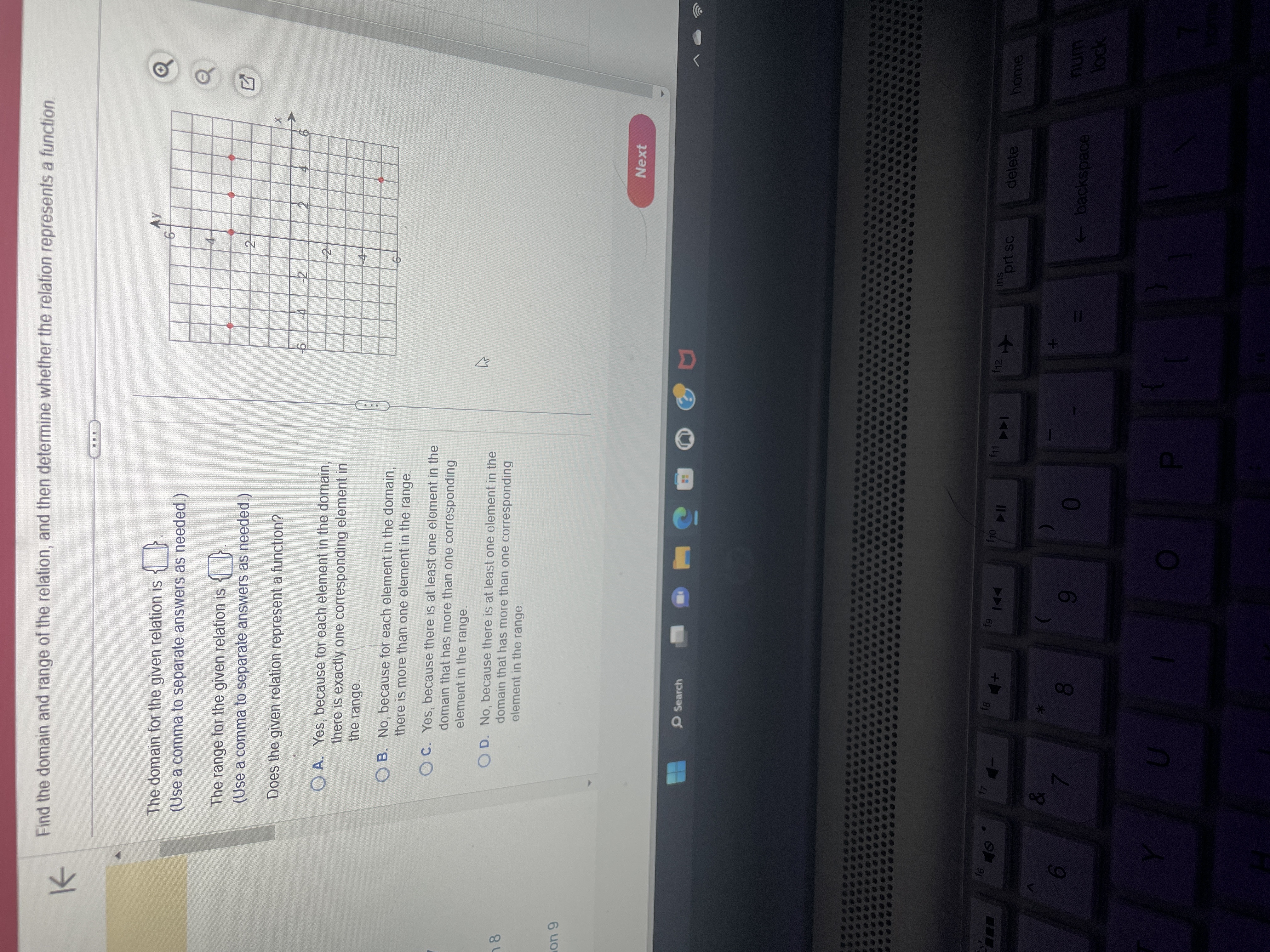 Find the domain and range of the relation, and