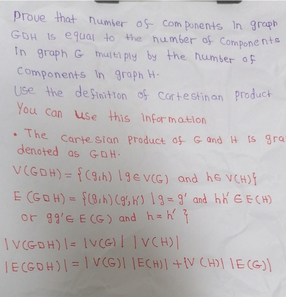 prove that number of components in graph GOH is