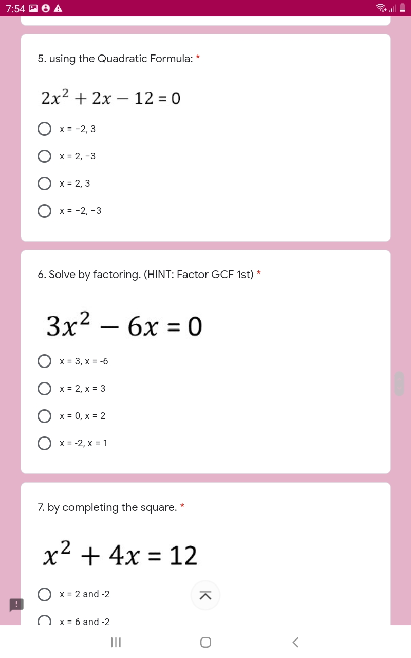 7:54 P O A 3. * Factor x2 - 11x + 24 O ( x-3)
