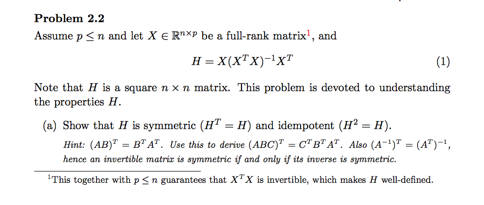 Problem 2.2 Assume p S n and let X E 13\"\" be a
