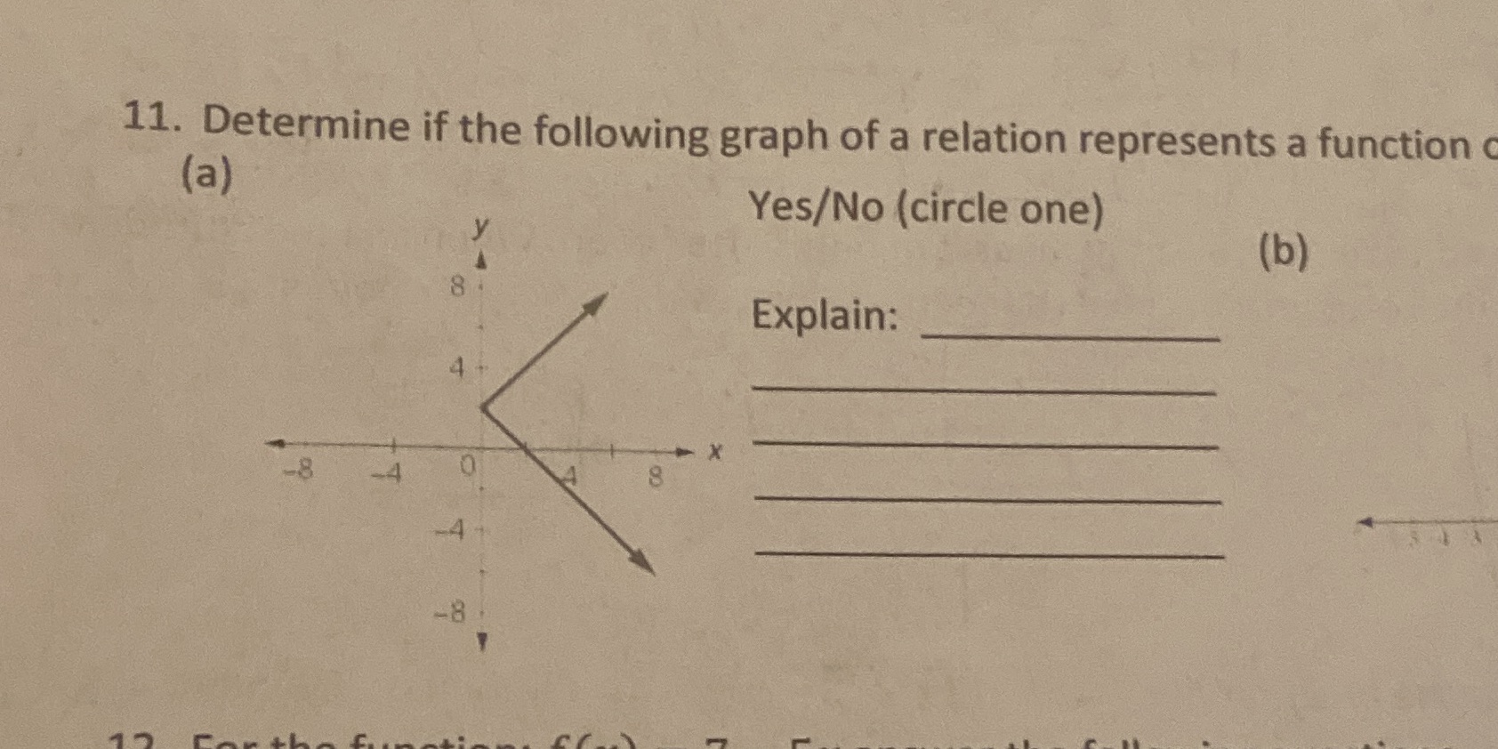 11. Determine if the following graph of a