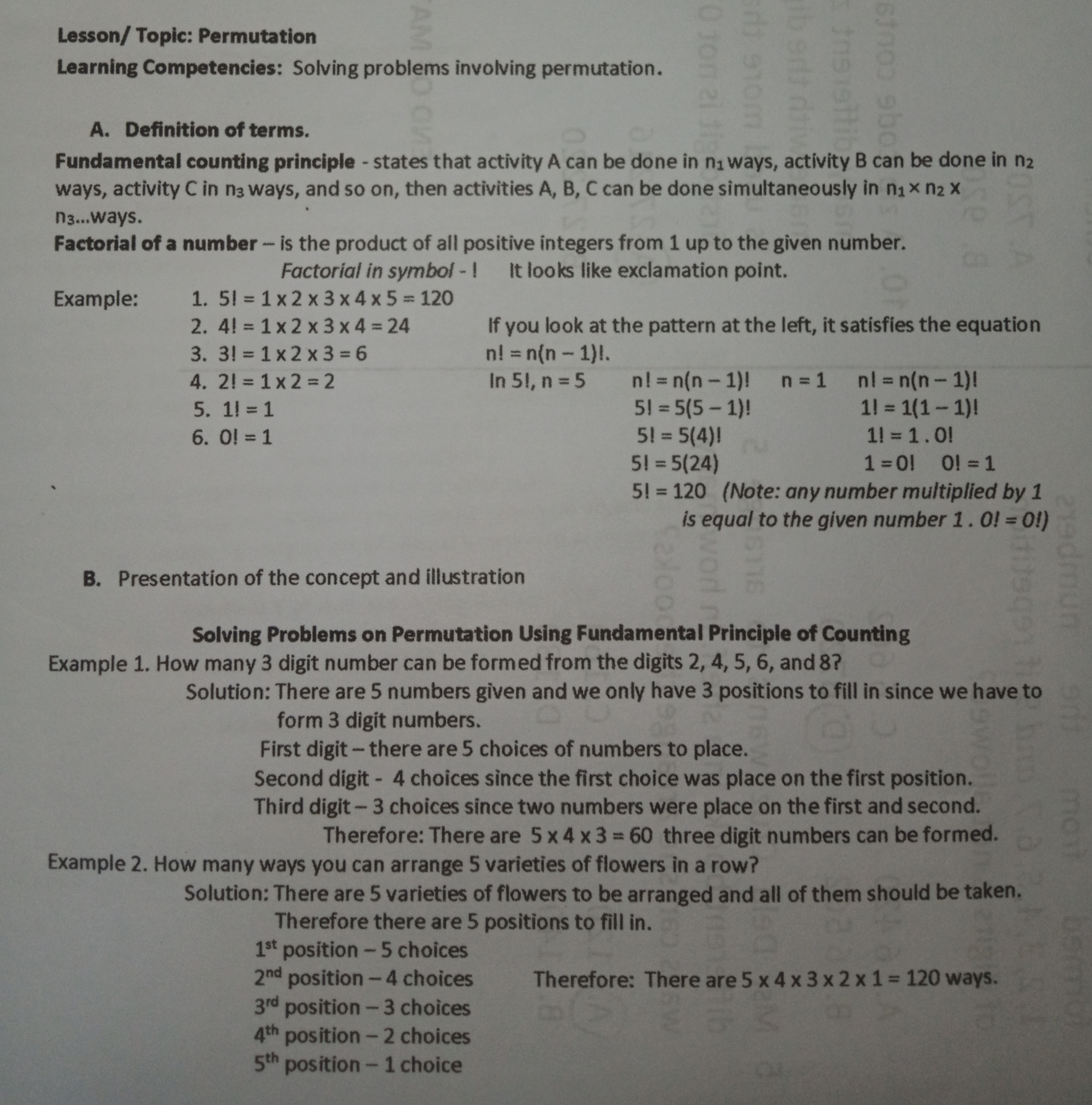 Example 3. If you have five t-shirts, five pants,