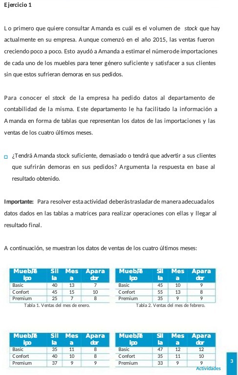 Ejercicio 1 Lo primero que quiere consultar