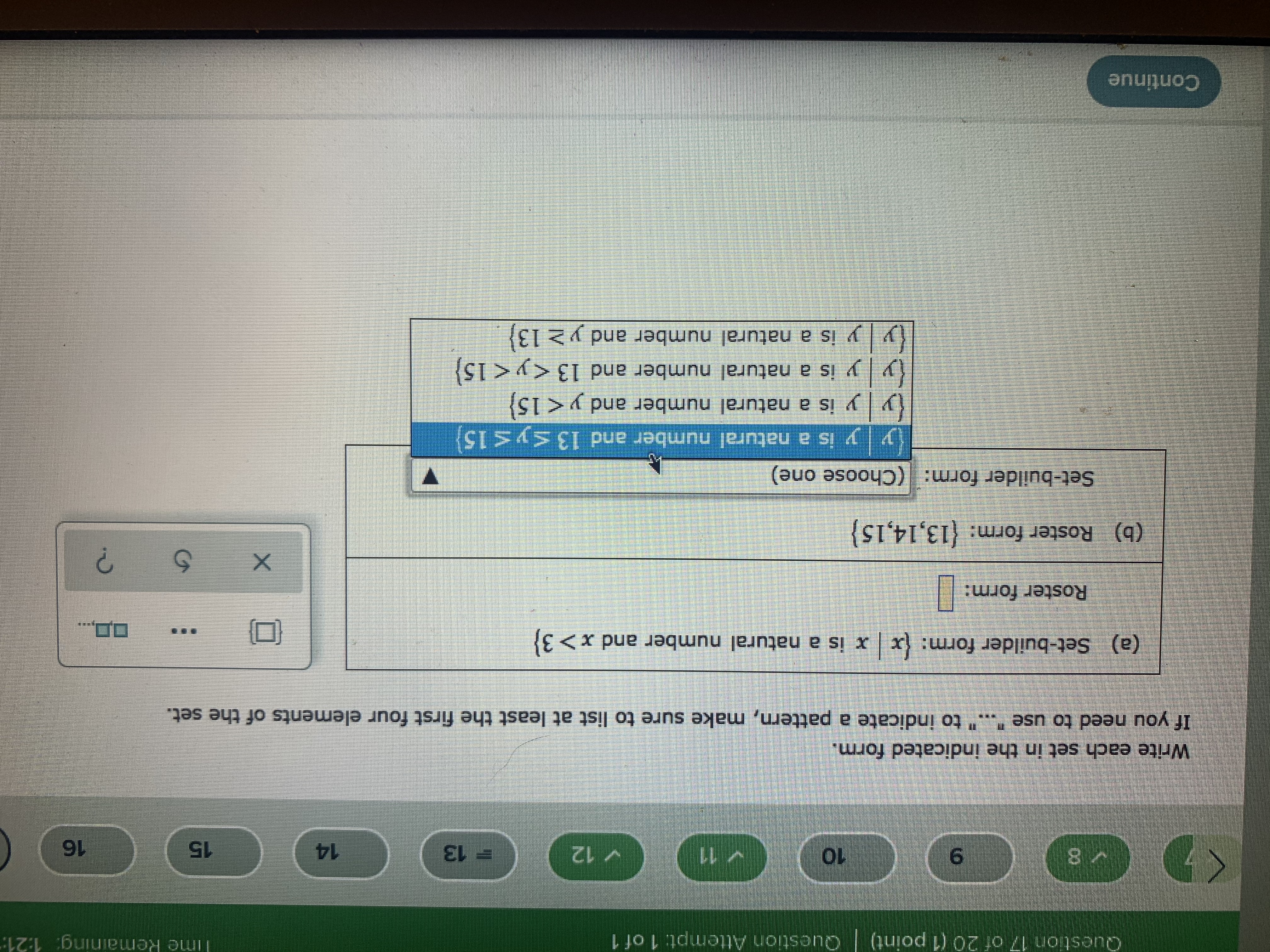 of 20 (1 point) | Question Attempt: 1 of ng 15