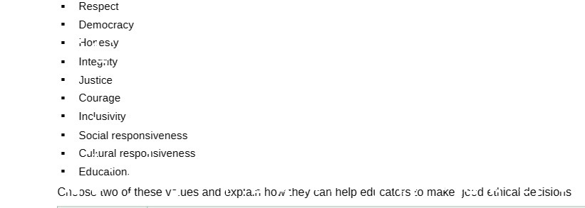 Respect Democracy Honesty Integrity Justice -