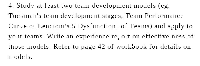 4. Study at least two team development models