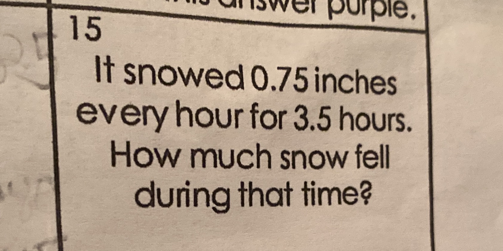 wilower purple 15 It snowed 0.75 inches every