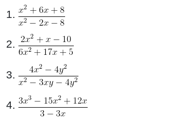 SIMPLIFY THE FOLLOWING RATIONAL EXPRESSIONS AND