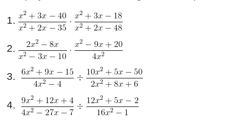 SIMPLIFY THE FOLLOWING RATIONAL EXPRESSIONS AND