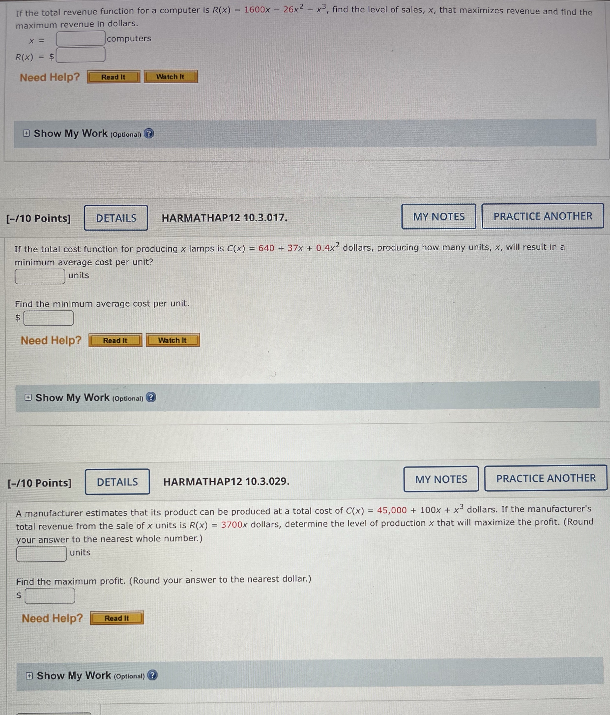 If the total revenue function for a computer is