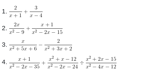 SIMPLIFY THE FOLLOWING RATIONAL EXPRESSIONS AND