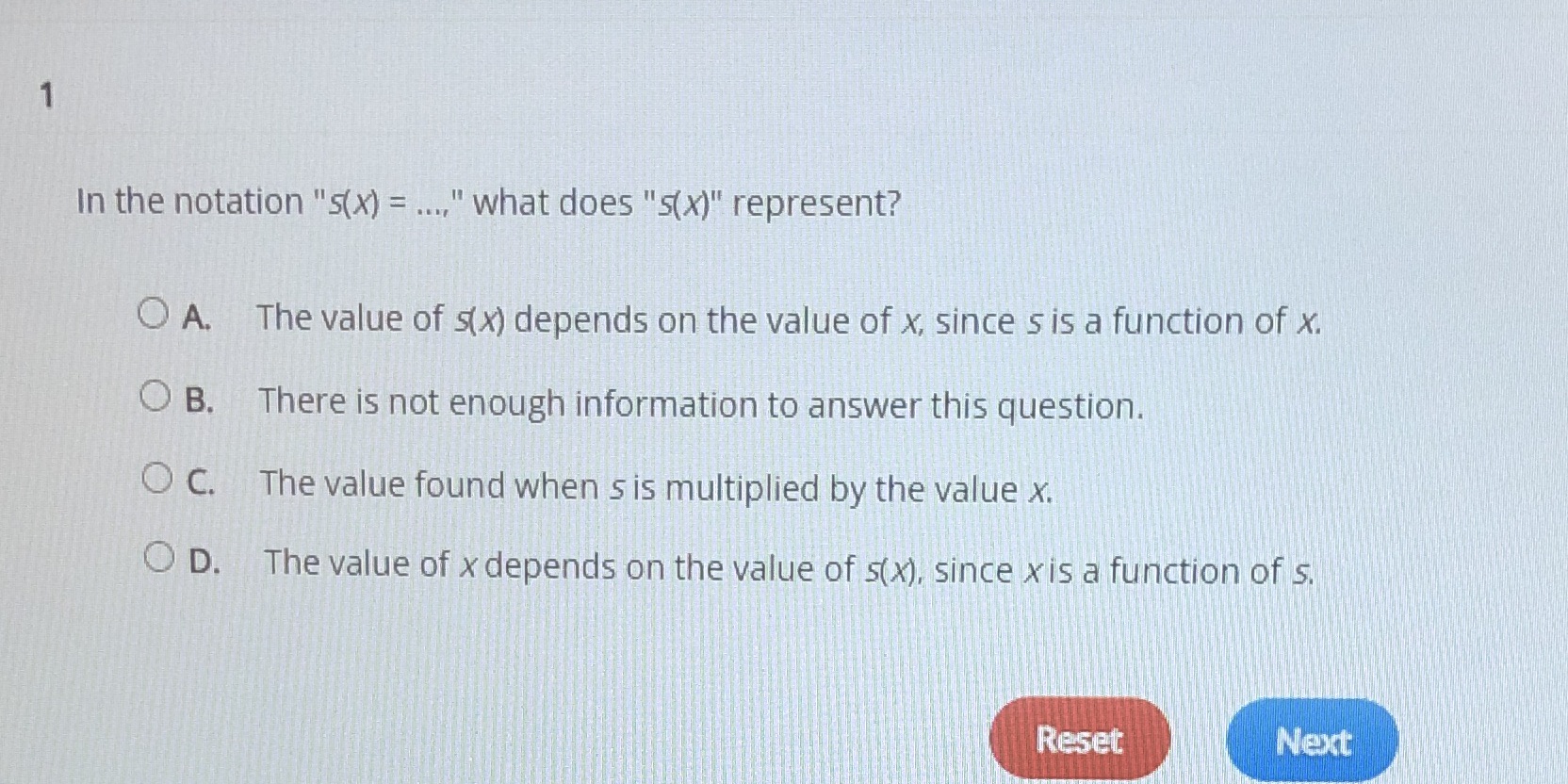 Help In the notation "s(X) = ...." what does