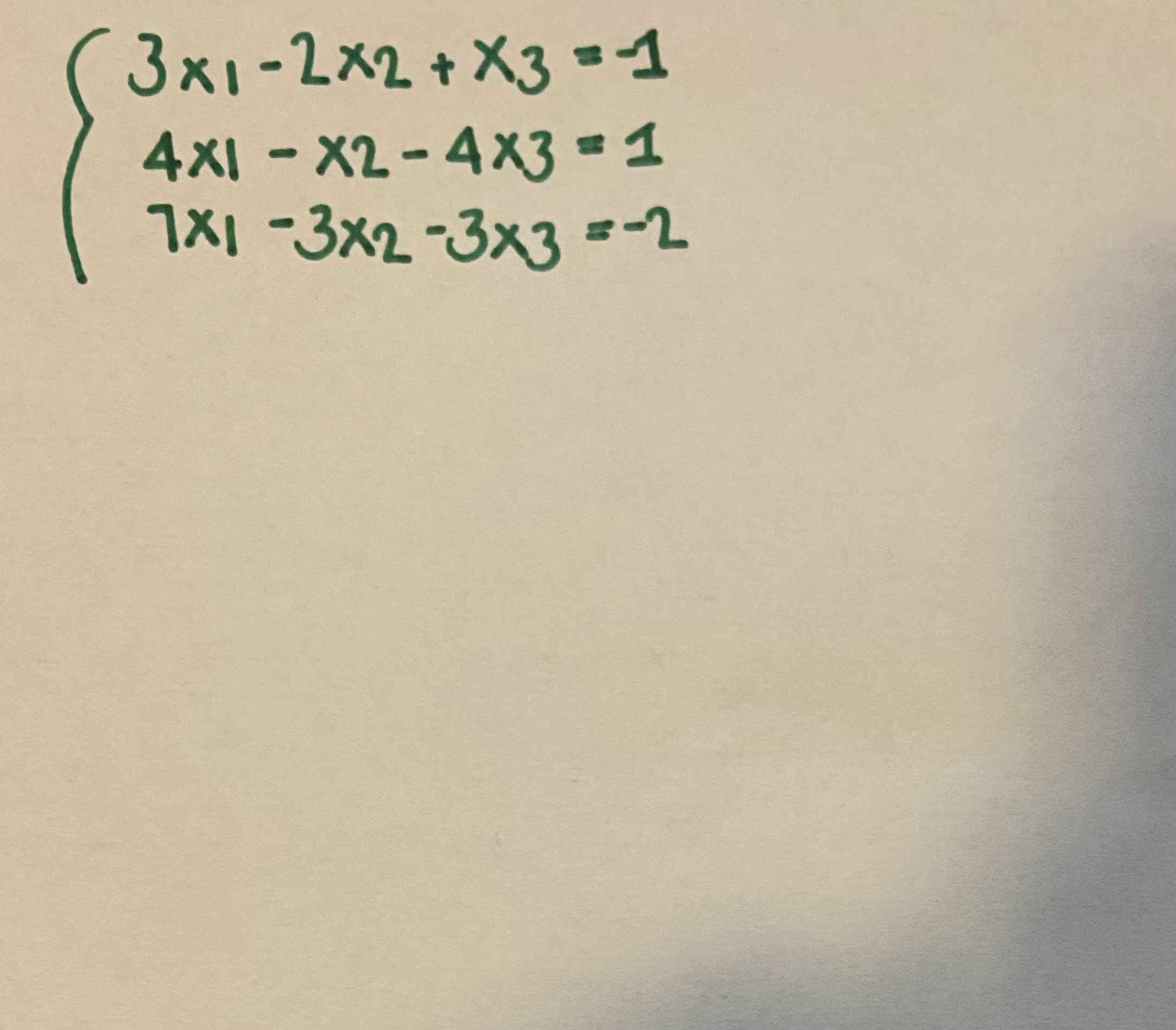 Solve the system of linear equations by modifying