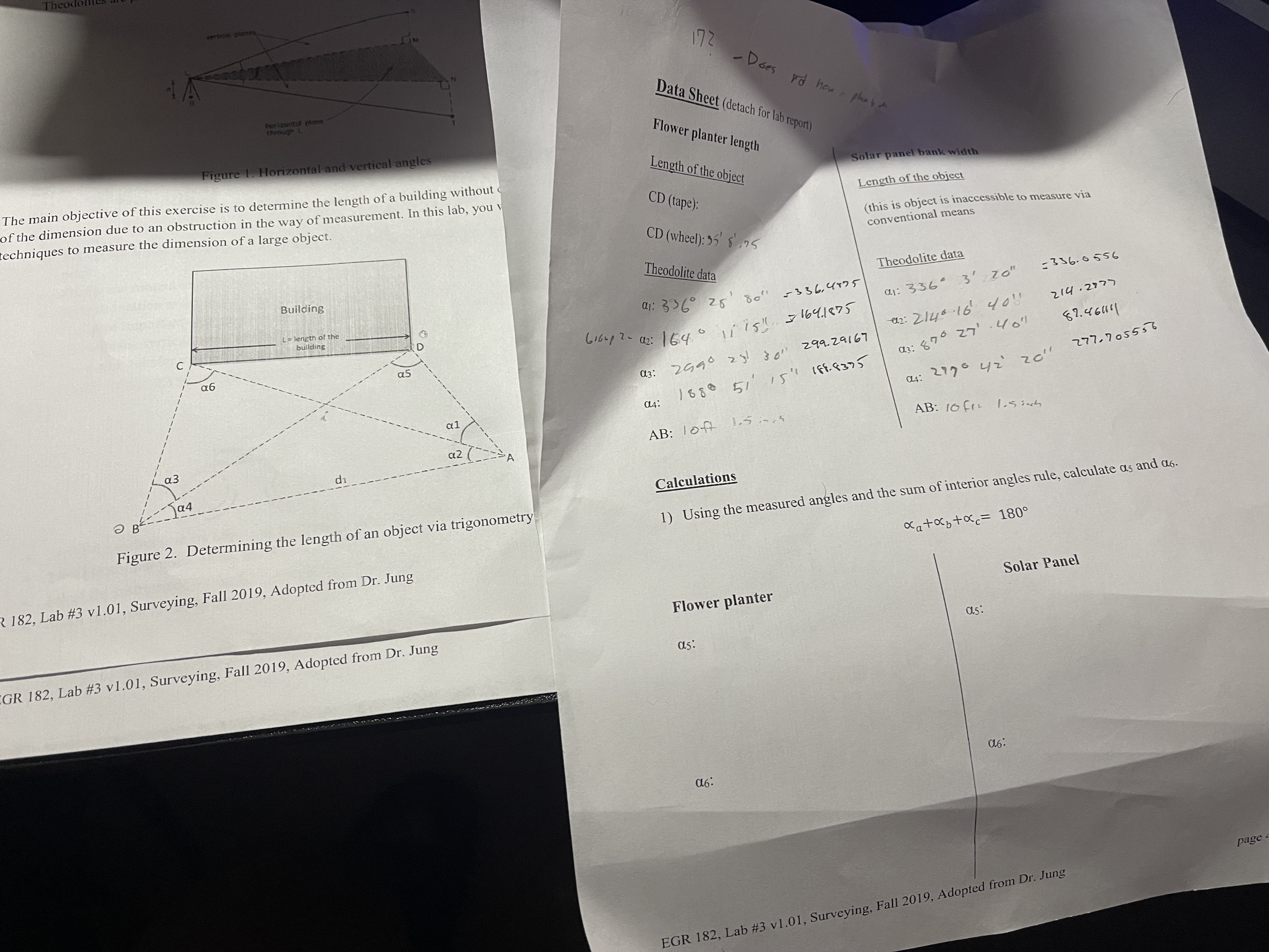 I just need help with calculating angle 5 and 6.