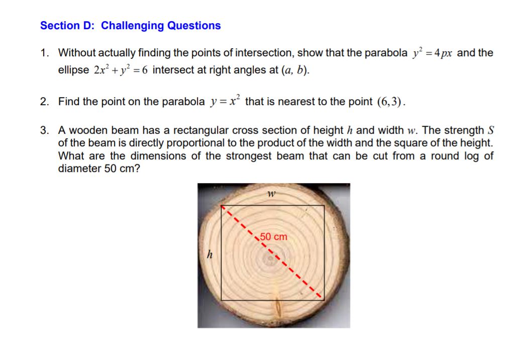 Section D: Challenging Questions 1. Without