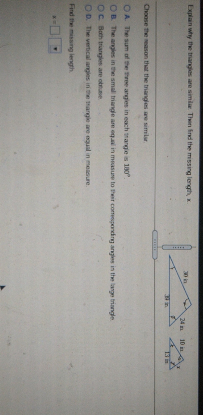 Help please Explain why the triangles are