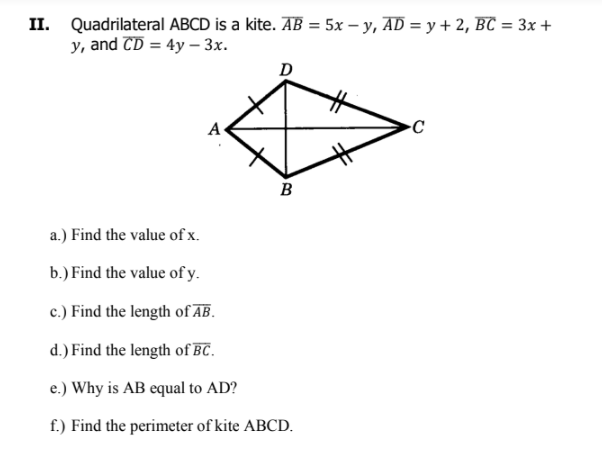 Quadrilaterals help plz II. Quadrilateral ABCD is