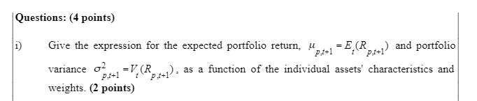 Questions: (4 points) i) Give the expression for