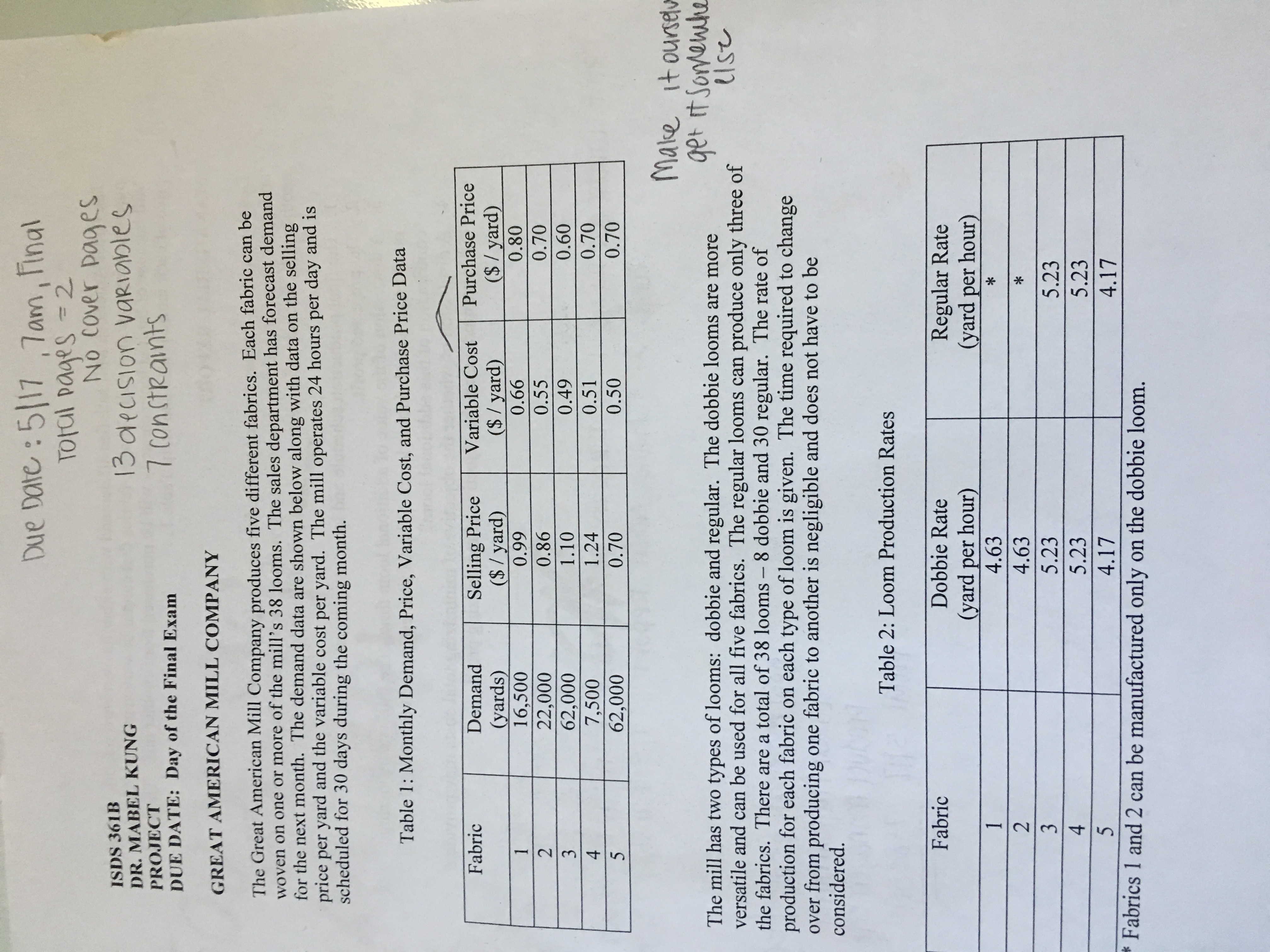 explanation on how to calculate all decision