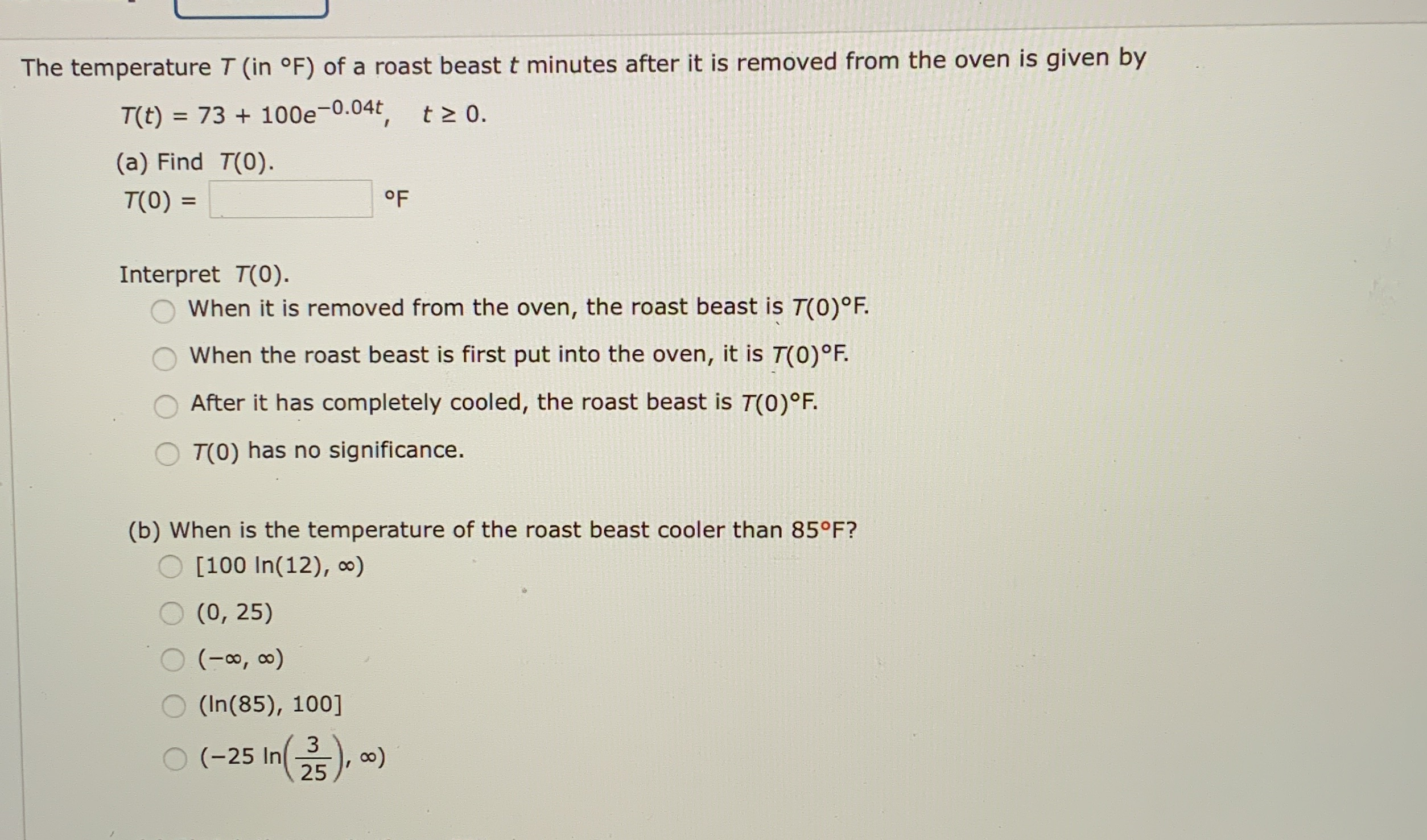 Need help with this The temperature T (in OF) of