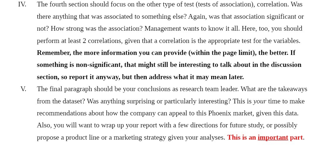 IV. The fourth section should focus on the other