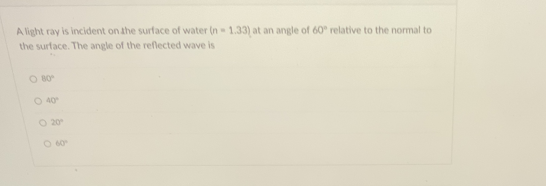 17 A light ray is incident on the surface of